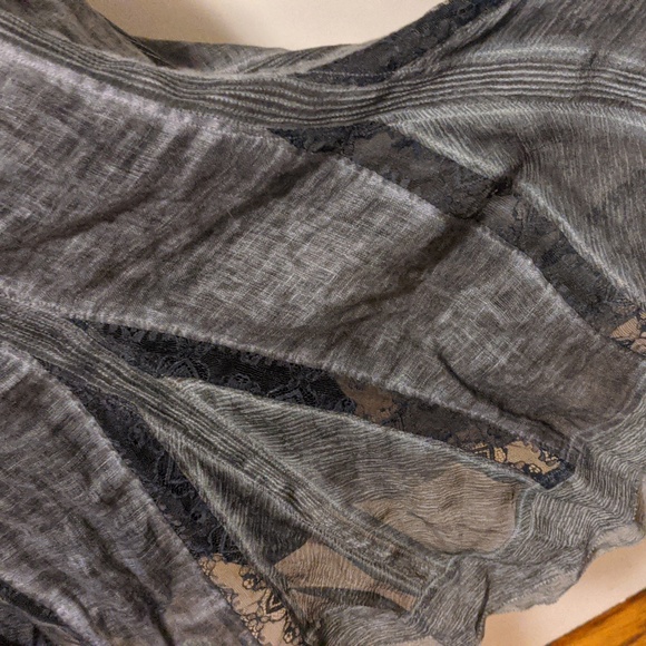 Elie Tahari Lace Linen Poly Elastane Gray Smoke Skirt - Picture 2 of 4